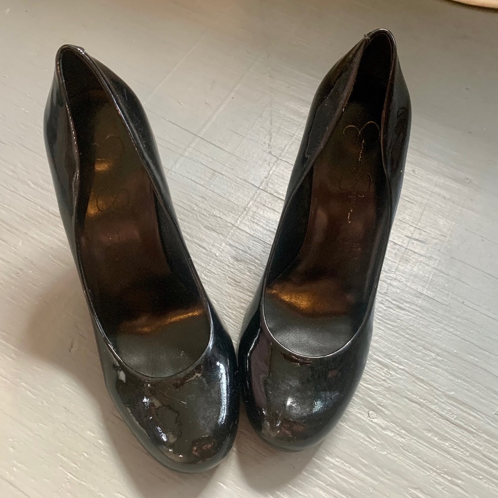 Jessica Simpson Patent Leather Black Heels: 9.5